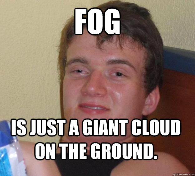 fog is just a giant cloud on the ground - 10 Guy