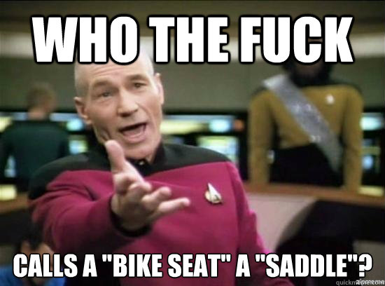who the fuck calls a bike seat a saddle - Annoyed Picard HD