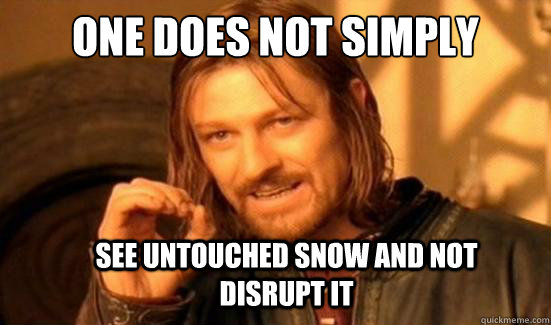 one does not simply see untouched snow and not disrupt it - Boromir