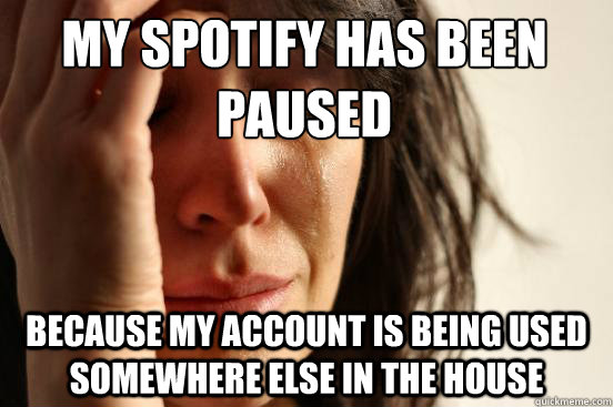 my spotify has been paused because my account is being used - First World Problems