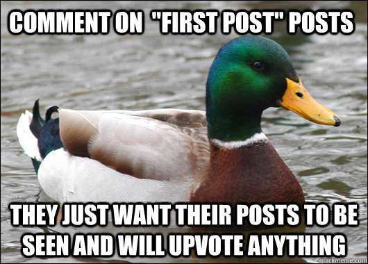 comment on first post posts they just want their posts to - Actual Advice Mallard