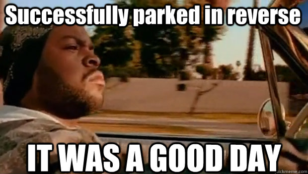 successfully parked in reverse it was a good day - It was a good day