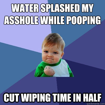 water splashed my asshole while pooping cut wiping time in h - Success Kid