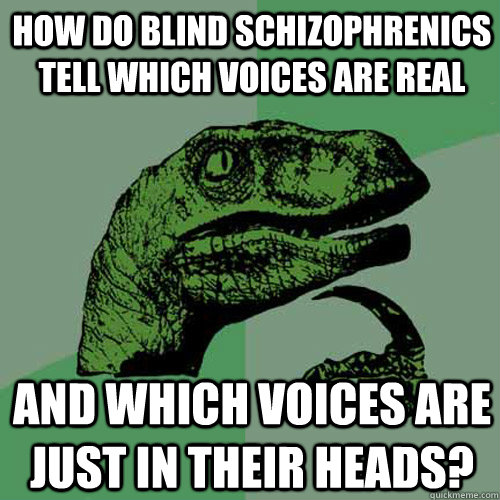 how do blind schizophrenics tell which voices are real and w - Philosoraptor
