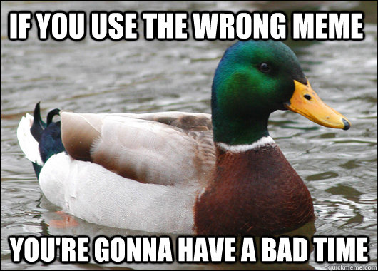 if you use the wrong meme youre gonna have a bad time - Actual Advice Mallard