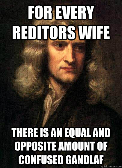 for every reditors wife there is an equal and opposite amoun - Sir Isaac Newton