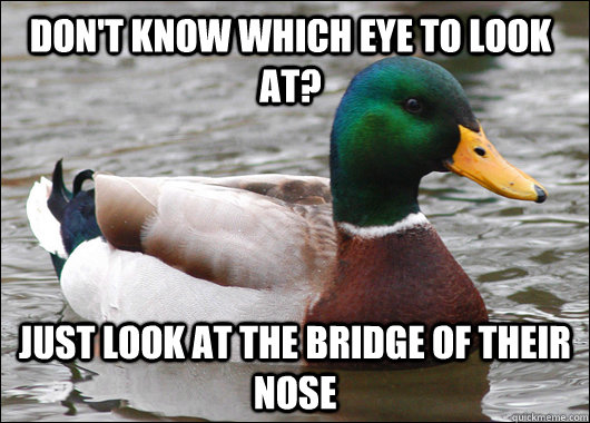 dont know which eye to look at just look at the bridge of - Actual Advice Mallard