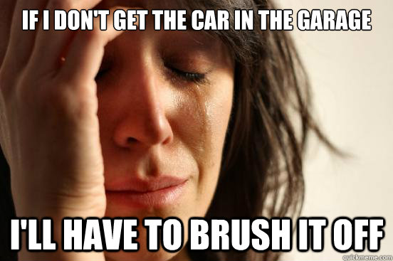 if i dont get the car in the garage ill have to brush it o - First World Problems