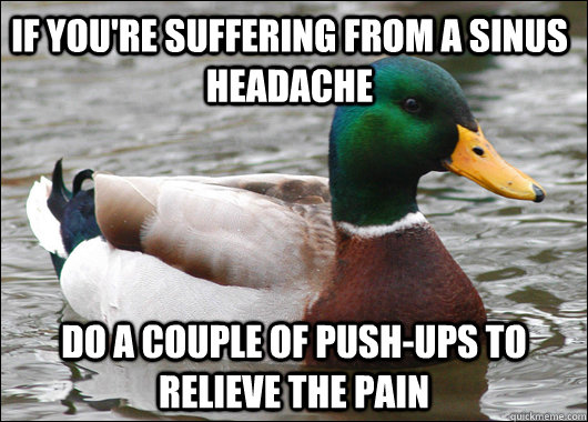 if youre suffering from a sinus headache do a couple of pus - Actual Advice Mallard