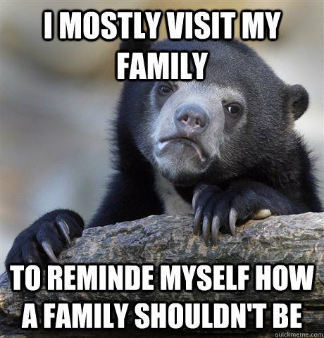i mostly visit my family to reminde myself how a family shou - Confession Bear