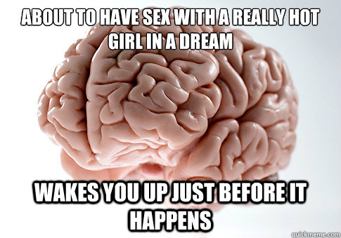 about to have sex with a really hot girl in a dream wakes yo - Scumbag Brain