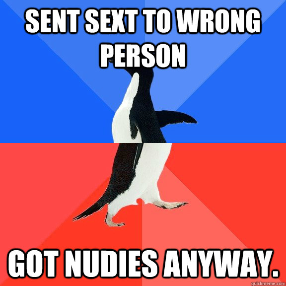 sent sext to wrong person got nudies anyway - Socially Awkward Awesome Penguin