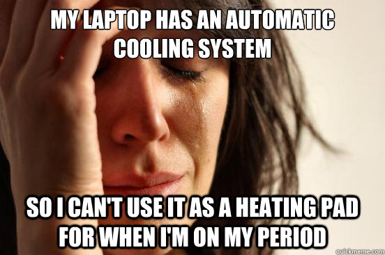 my laptop has an automatic cooling system so i cant use it - First World Problems