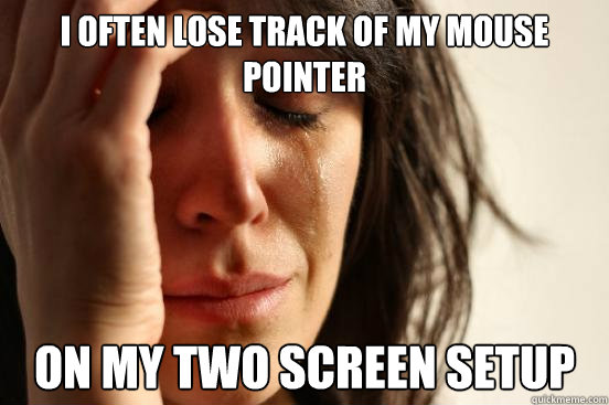 i often lose track of my mouse pointer on my two screen setu - First World Problems