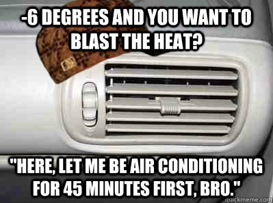 6 degrees and you want to blast the heat here let me be -