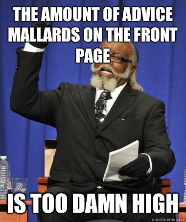The amount of advice mallards on the front page is too damn - The Rent Is Too Damn High