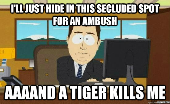 ill just hide in this secluded spot for an ambush aaaand a - aaaand its gone