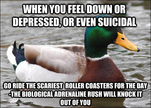 when you feel down or depressed or even suicidal go ride th - Actual Advice Mallard