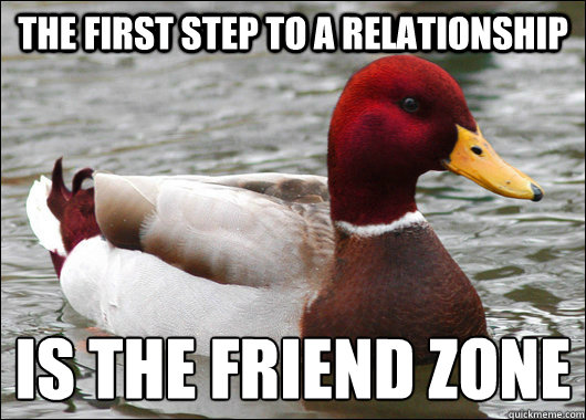the first step to a relationship is the friend zone - Malicious Advice Mallard