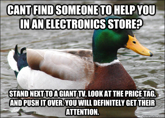 cant find someone to help you in an electronics store stand - Actual Advice Mallard