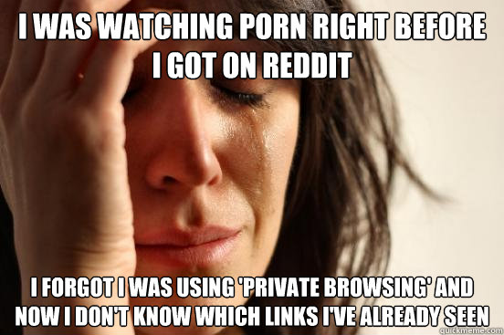 i was watching porn right before i got on reddit i forgot i - First World Problems