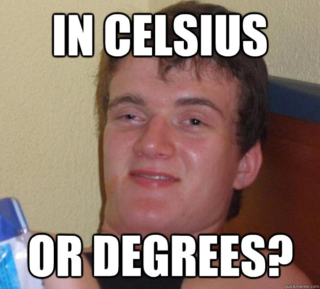 in celsius or degrees - 10 Guy