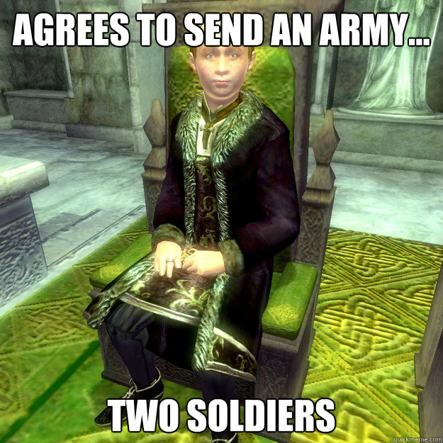 agrees to send an army two soldiers - Scumbag count