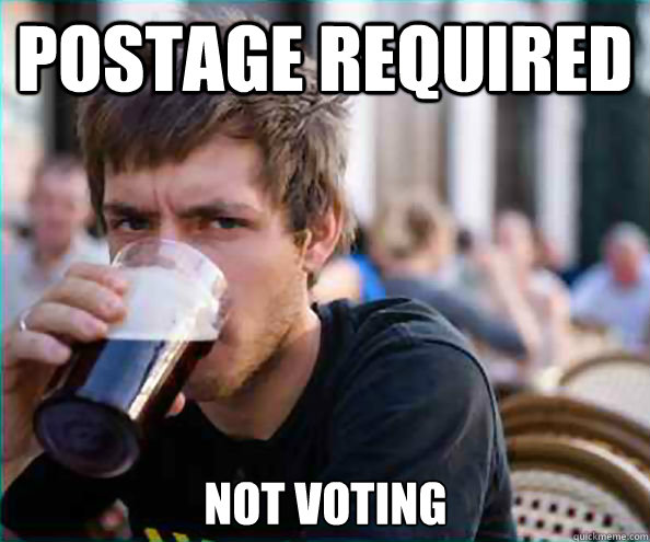 postage required not voting - Lazy College Senior