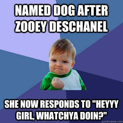 named dog after zooey deschanel she now responds to heyyy g - Success Kid