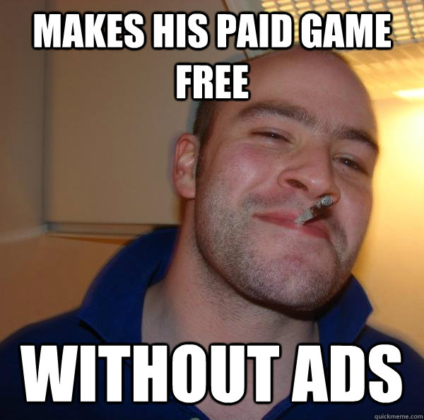 makes his paid game free without ads - Good Guy Greg