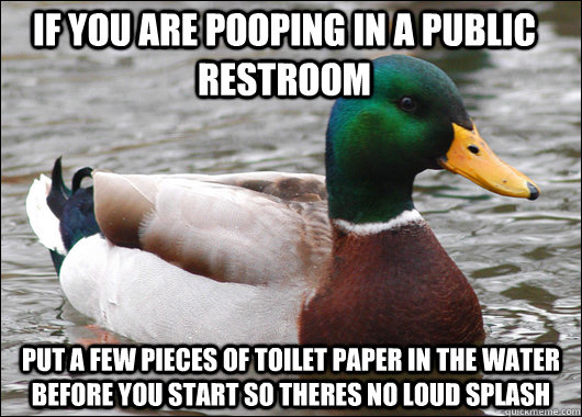 if you are pooping in a public restroom put a few pieces of - Actual Advice Mallard