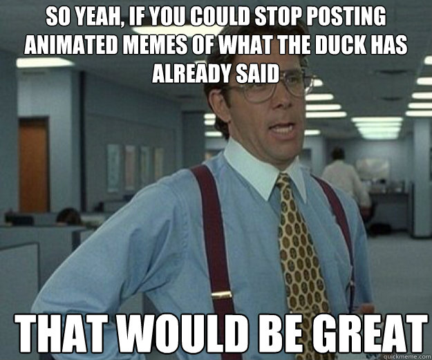 so yeah if you could stop posting animated memes of what th - that would be great