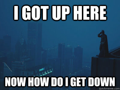 i got up here now how do i get down - Puzzled Batman