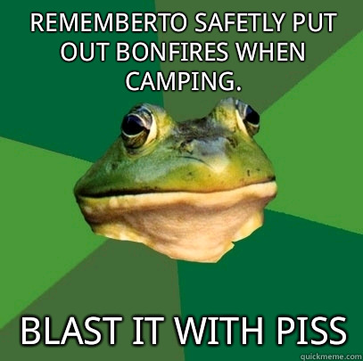Rememberto safetly put out bonfires when camping To go lay o - Foul Bachelor Frog
