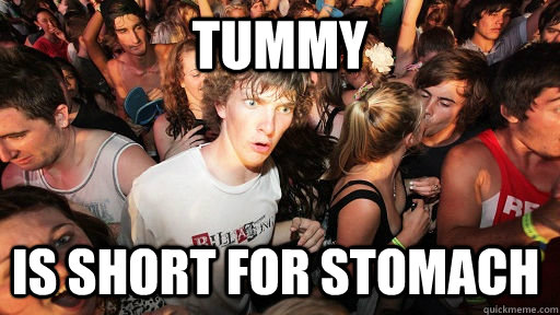 tummy is short for stomach - Sudden Clarity Clarence