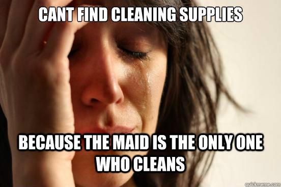 cant find cleaning supplies because the maid is the only one - First World Problems