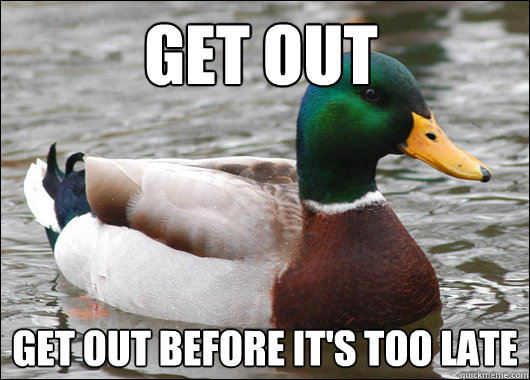 get out get out before its too late - Actual Advice Mallard