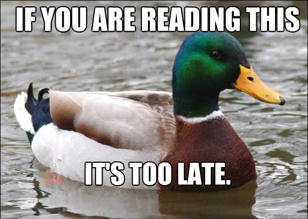 if you are reading this its too late - good advice mallard