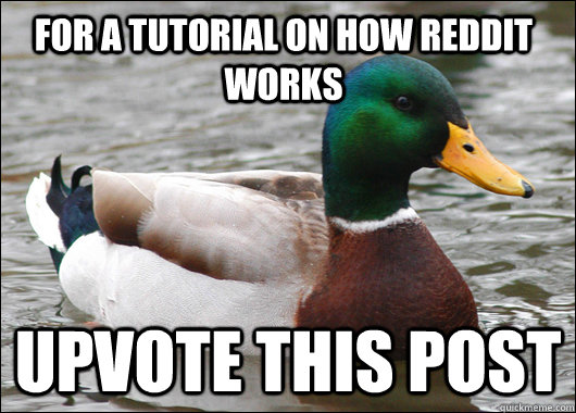 for a tutorial on how reddit works upvote this post - Actual Advice Mallard