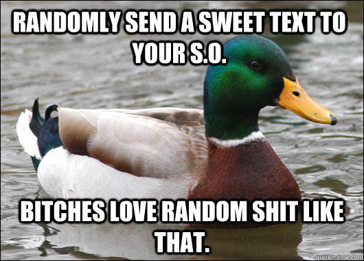 randomly send a sweet text to your so bitches love random - Actual Advice Mallard