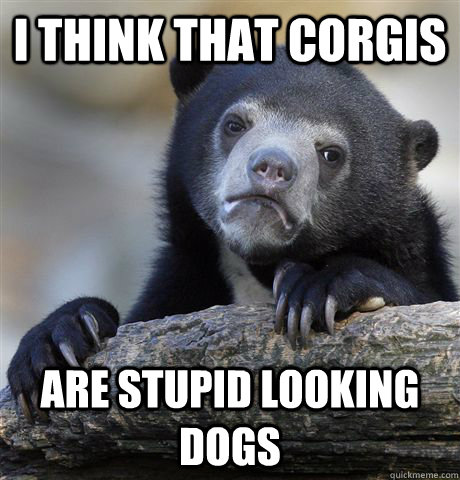 i think that corgis are stupid looking dogs - Confession Bear