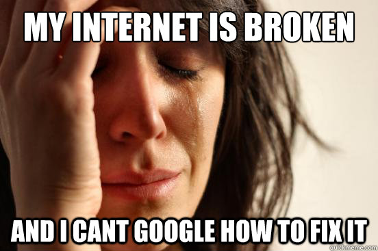 my internet is broken and i cant google how to fix it - First World Problems