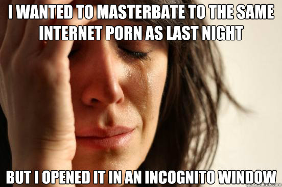 i wanted to masterbate to the same internet porn as last nig - First World Problems