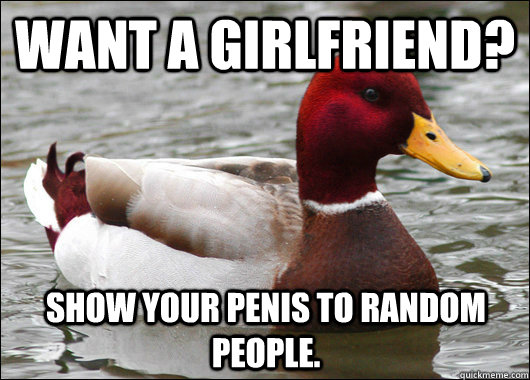 want a girlfriend show your penis to random people - Malicious Advice Mallard