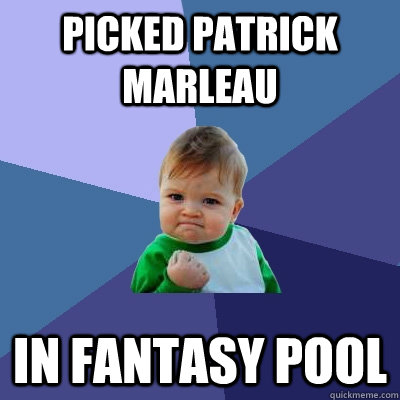 picked patrick marleau in fantasy pool - Success Kid