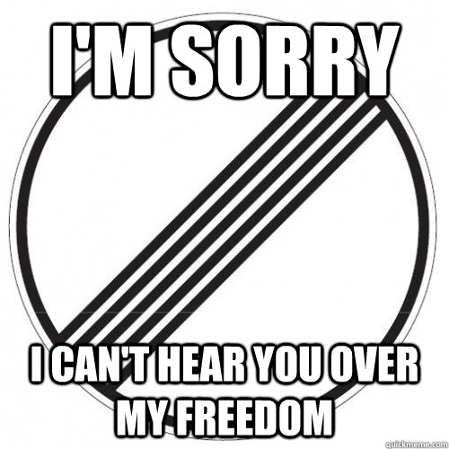 im sorry i cant hear you over my freedom -