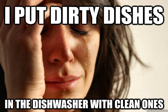 i put dirty dishes in the dishwasher with clean ones - First World Problems