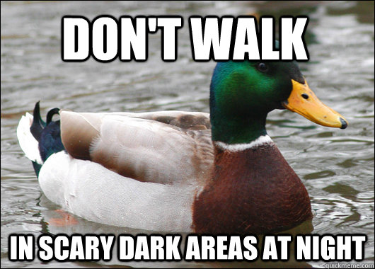 dont walk in scary dark areas at night - Actual Advice Mallard