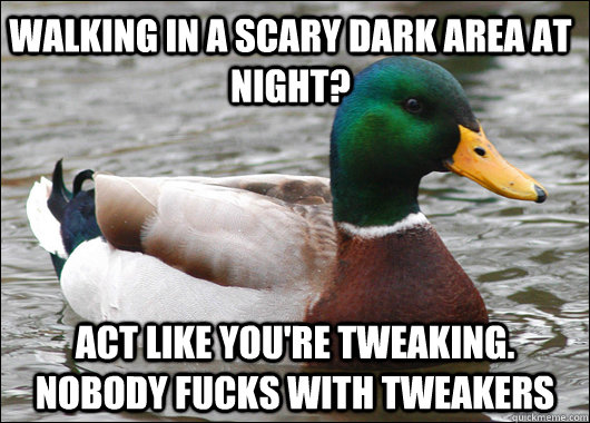 walking in a scary dark area at night act like youre tweak - Actual Advice Mallard