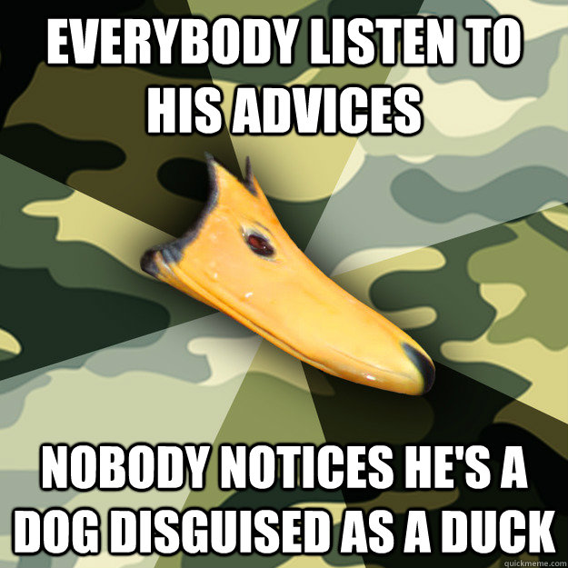 everybody listen to his advices nobody notices hes a dog di - Stealthy Yellow Head Dog